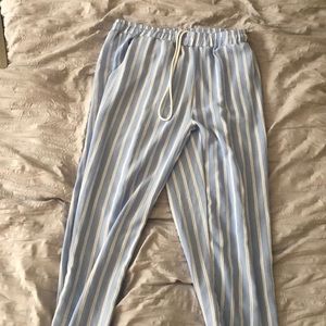 Blue and White Striped Joggers